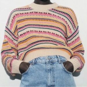 Womens Zara Striped Knit Sweater Size Small